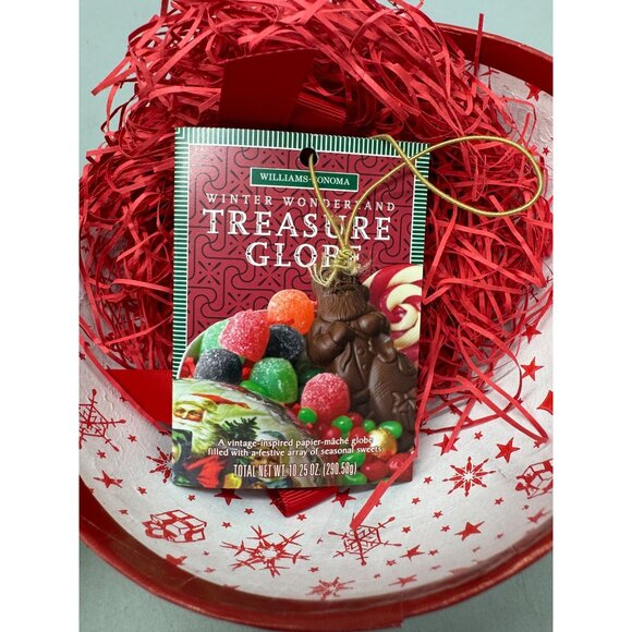 Williams-Sonoma Winter Wonderland Treasure Globe Papier-Mâché Santa kids READ - Picture 4 of 9